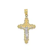 10 k or jaune et rhodium en filigrane crucifix pendentif – teneur en or plus élevée que or 9 ct