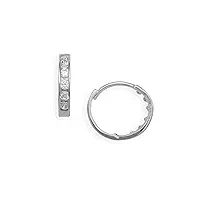 or blanc 14 carats avec zircone rond boucles d'oreilles homme-anneaux à charnière-dimensions : 10 x 10 mm-jewelryweb