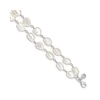 double brin – bracelet blanc perle de culture – mousqueton – 23 centimetres
