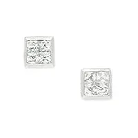 or blanc 14 carats avec pierre cz petit carré fantaisie boucles d'oreille-dimensions : 6 x jewelryweb 6 mm