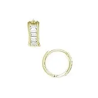 or jaune 14 carats avec zircone ronde boucles d'oreilles homme-anneaux à charnière-dimensions : 10 x 11 mm-jewelryweb