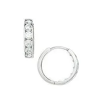 or blanc 14 carats avec zircone ronde boucles d'oreilles homme-anneaux à charnière-dimensions : 16 x 16 mm-jewelryweb