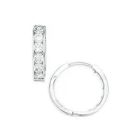 or blanc 14 carats avec zircone ronde boucles d'oreilles homme-anneaux à charnière-dimensions : 17 x 17 mm-jewelryweb