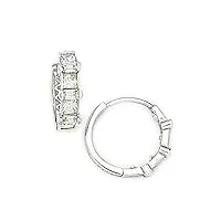 or blanc 14 carats avec zircone cubique rond large boucles d'oreilles homme-anneaux à charnière-dimensions : 13 x 14 mm-jewelryweb
