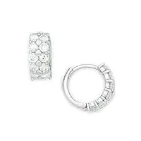 or blanc 14 carats avec zircone cubique rond de petites boucles d'oreilles homme-anneaux à charnière-dimensions : 11 x 11 mm-jewelryweb