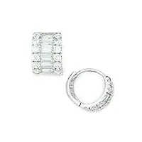 or blanc 14 carats avec zircone cubique rond de petites boucles d'oreilles homme-anneaux à charnière-dimensions : 10 x 11 mm-jewelryweb