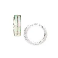 or blanc 14 carats avec zircone cubique rond boucles d'oreilles homme-anneaux à charnière-dimensions : 12 x 13 mm-jewelryweb