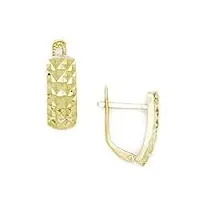 or jaune 14 carats-diamant taillé boucles d'oreilles homme-anneaux à charnière-dimensions : 15 x 11 mm-jewelryweb