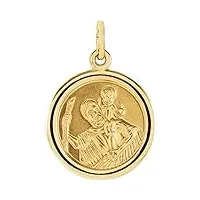 collier avec pendentif médaille religieuse saint-christophe en or jaune 14 carats - 18 mm, métal