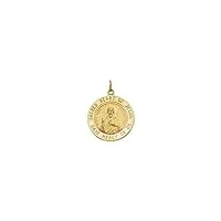 collier avec pendentif médaille religieuse en or jaune 14 carats - 18 mm - cadeau pour femme, métal