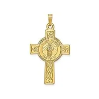 croix 14 carats avec pendentif médaille saint jude-dimensions : 21,1 x 37 mm-jewelryweb