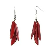 les poulettes bijoux - boucles d'oreilles flamme en tagua - classics - rouge