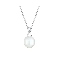 elli diamonds collier femmes avec perles d'eau douce et diamant (0.04 ct) en argent sterling 925