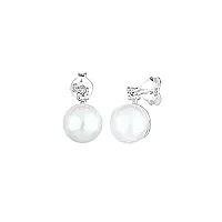 elli diamonds boucles d'oreilles femmes clous d'oreilles perle de culture d'eau douce avec diamant (0.06 ct.) en argent sterling 925