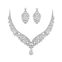 ever faith® cristal autrichien forme v fantaisie parures bijoux transparent ton d'argent n01911-9