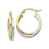 10 k bicolore doré poli boucles d'oreille anneaux charnière – teneur en or plus élevée que or 9 ct