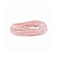 cuir rose cristal de quartz rose à multi wrap laiton bouton bracelet