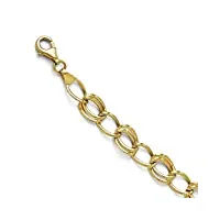 bracelet à maillons plats en or jaune poli 10 carats avec fermoir mousqueton - 18 cm - qualité d'or supérieure à celle de l'or 9 carats