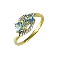 ivy gems - 123r1097-07/amm - bague femme - or jaune 375/1000 (9 cts) 1.604 gr - topaze/diamant - t 53