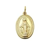 pendentif médaille miraculeuse sainte-vierge en or 9 ct avec boîte de présentation - 17 mm