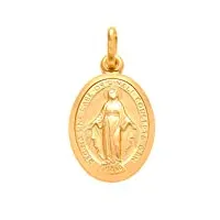pendentif médaille miraculeuse sainte-vierge en or 9 ct avec boîte de présentation