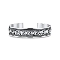 bling jewelry bracelet jonc multi eléphants pour femmes argent sterling .925 massif fortement oxydé