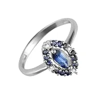 ivy gems - 117r0066-03/amo - bague femme - or blanc 375/1000 (9 cts) 1.891 gr - saphir/diamant - t 55.5