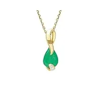 ivy gems - 123p0449-07 - collier femme - or jaune 375/1000 (9 cts) 0.754 gr - emeraude/diamant