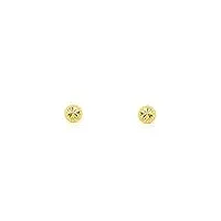 boucles d'oreilles boule sculpté 4 mm or jaune 18 carats - coffret cadeau - certificat de garantie - mondepetit