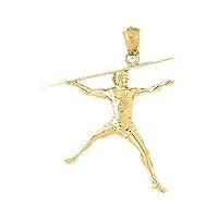 pendentif sport javelin en or jaune 18 carats, fabriqué aux États-unis, or jaune, pas de gemme