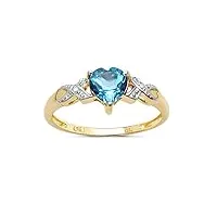 la collection bague topaze bleue :bague or 9ct avec topaze bleue coeur 1.00ct set le diamant, parfait pour le cadeau, l'anniversaire, taille de la bague 52