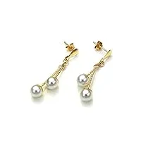 boucles d'oreilles perles pendantes en or jaune 9 carats