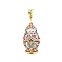 religious gifts argent sterling 925 doré matreshka poupées en émail russe pendentif
