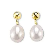 sf bijoux - boucles d'oreilles or jaune perle d'eau douce - blanc