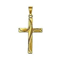 clever bijoux or pendentif "croix 2 prises d'onde en forme d'approfondir et mat-brillant combiné" or 333