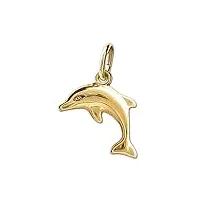 clever schmuck petit pendentif en forme de dauphin bondissant 12 mm réversible et brillant en or 333 8 carats