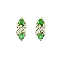 ivy gems - boucles d'oreilles - or jaune - emeraude/diamant - 135e0922-07