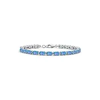 bling jewelry bracelet de tennis en opale bleue créé avec un simple brin pour femmesargent sterling .925 pierre de naissance d'octobre longueur de 7 À 7,5 pouces