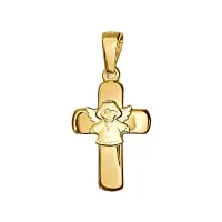 pendentif croix clever schmuck - en or 333 - 8 carats - 15 mm - brillant avec relief - motif ange - pour enfant - satiné