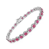 bijoux schmidt-glamorous, bracelet rubis élégante 6,75 carats - argent 925 - rhodium - 27 gems