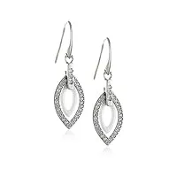 stella maris boucles d'oreille femme - en forme de feuille - argent sterling 925 et céramique premium blanche - zircons blancs et diamants - 4 cm - stm15j034