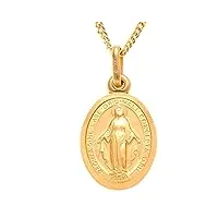 pendentif médaille miraculeuse en or 9 carats de 12 mm - cadeau de baptême/communion