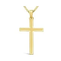 collier en or 9 carats avec pendentif en croix et chaîne en or de 51 cm