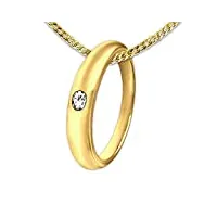 clever schmuck parure comprenant un petit anneau de baptême avec zircone blanc en or 333, 8 carats et une chaîne gourmette plaquée or 36 cm