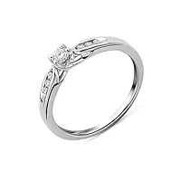 miore bijoux pour femmes bague de fiançailles avec 7 diamants brillants 0.20 ct bague en or blanc 9 carats / 375 or (58)