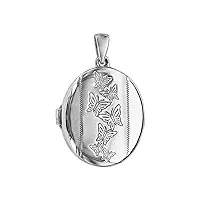 helios bijoux pendentif cassolette ovale motif papillon argent rhodié (1 ou 2 photos droite et gauche) + écrin (offert) + certificat d'authenticité argent 925‰