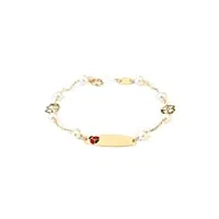 monde petit g1227pu - 18ct yellow gold children's ladybird and pearl bracelet - coffret cadeau - certificat de garantie - mondepetit