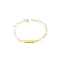 monde petit g1224pu - 18ct yellow gold children's birth time and pearl bracelet - coffret cadeau - certificat de garantie - mondepetit