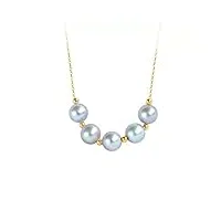zhudj collier pendentif en or 18 carats avec perle d'eau de mer naturelle et chaîne pure boule d'or pour femmes