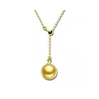zhudj collier pendentif perle de la mer du sud naturel chaîne jaune en or pur pour les femmes bijoux fins